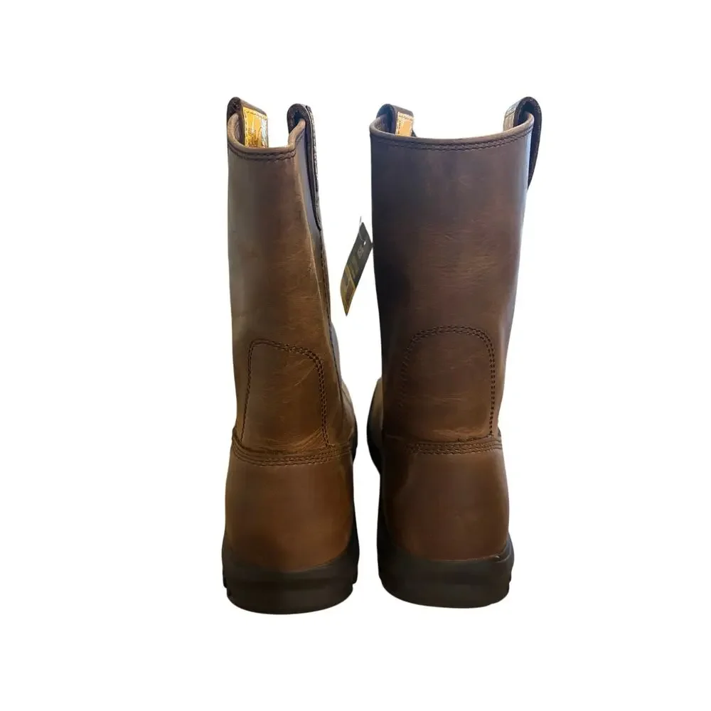 Caterpillar Drawbar Work Boots Men's Size 10 Brown Leather‎ Soft Toe Pull On